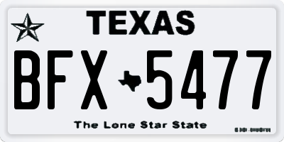 TX license plate BFX5477