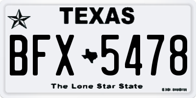 TX license plate BFX5478