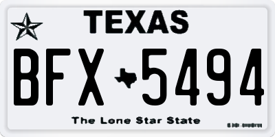 TX license plate BFX5494