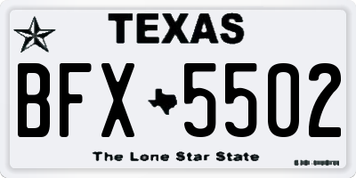 TX license plate BFX5502