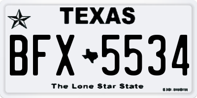 TX license plate BFX5534