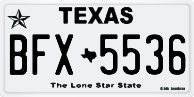 TX license plate BFX5536