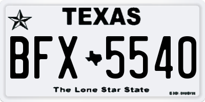 TX license plate BFX5540