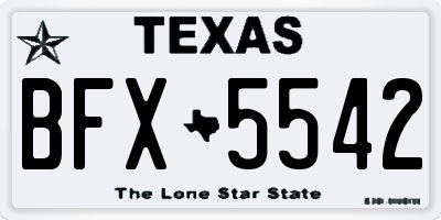 TX license plate BFX5542