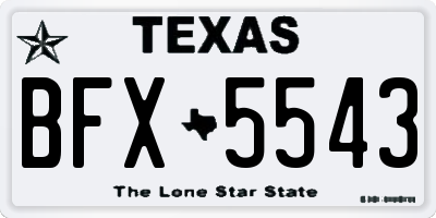 TX license plate BFX5543