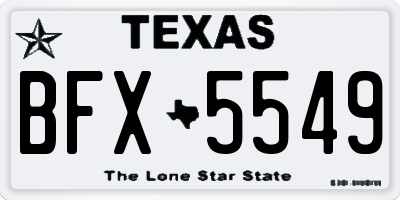 TX license plate BFX5549