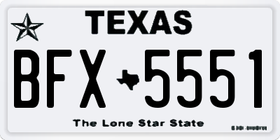 TX license plate BFX5551