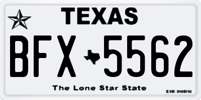 TX license plate BFX5562