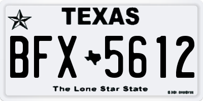 TX license plate BFX5612