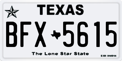 TX license plate BFX5615