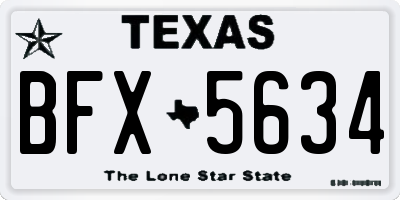TX license plate BFX5634