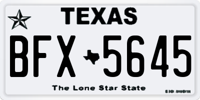 TX license plate BFX5645