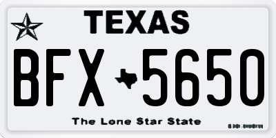 TX license plate BFX5650