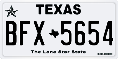 TX license plate BFX5654