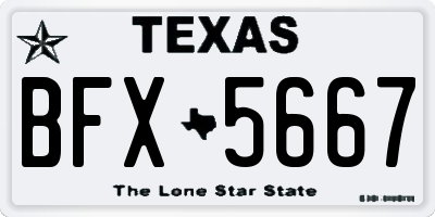 TX license plate BFX5667