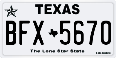 TX license plate BFX5670
