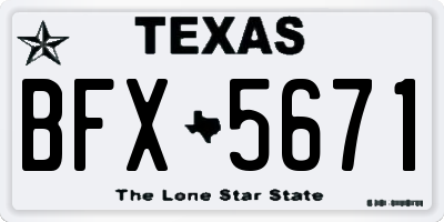 TX license plate BFX5671