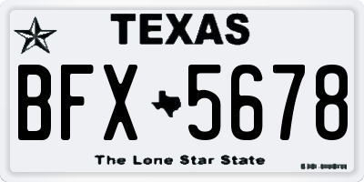 TX license plate BFX5678