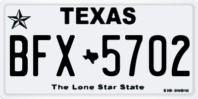 TX license plate BFX5702