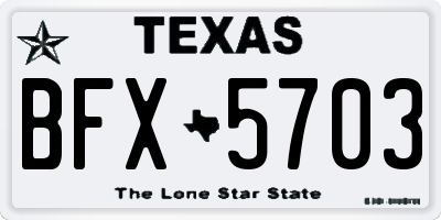 TX license plate BFX5703