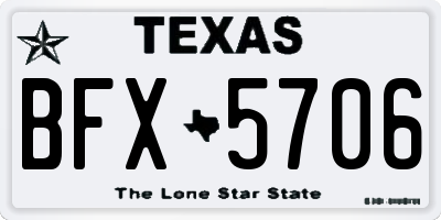 TX license plate BFX5706