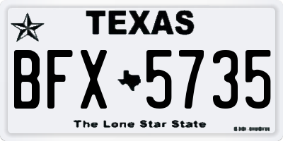 TX license plate BFX5735