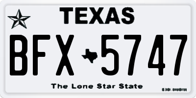 TX license plate BFX5747