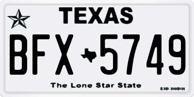 TX license plate BFX5749