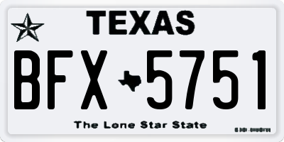 TX license plate BFX5751