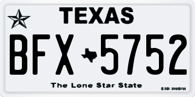 TX license plate BFX5752