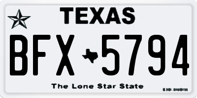 TX license plate BFX5794