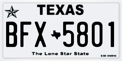 TX license plate BFX5801
