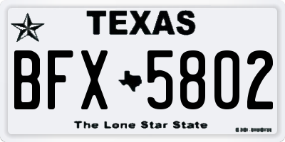 TX license plate BFX5802