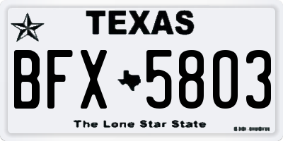 TX license plate BFX5803