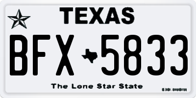 TX license plate BFX5833