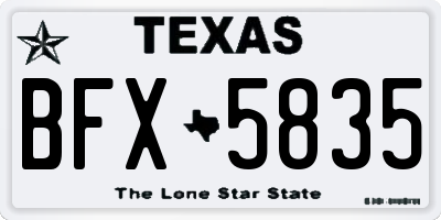 TX license plate BFX5835