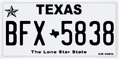 TX license plate BFX5838