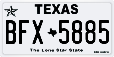 TX license plate BFX5885