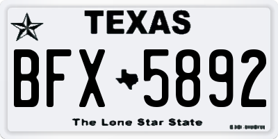 TX license plate BFX5892