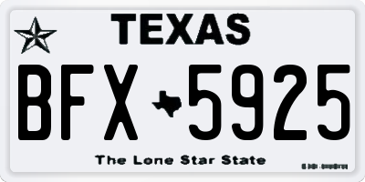 TX license plate BFX5925