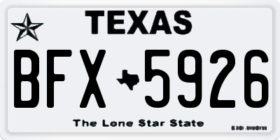 TX license plate BFX5926