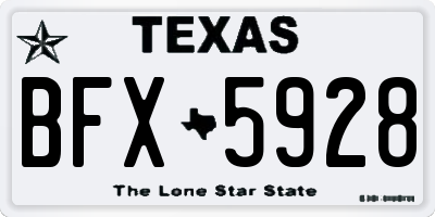 TX license plate BFX5928