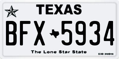 TX license plate BFX5934