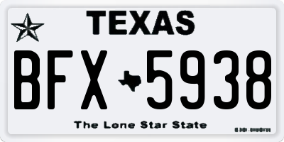 TX license plate BFX5938