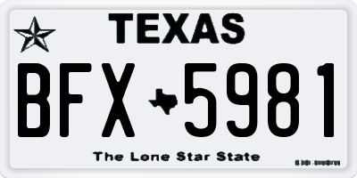 TX license plate BFX5981