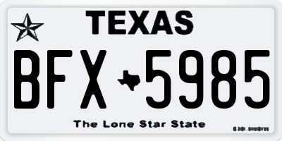 TX license plate BFX5985