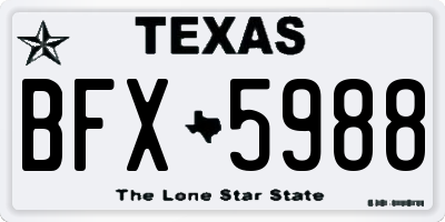 TX license plate BFX5988