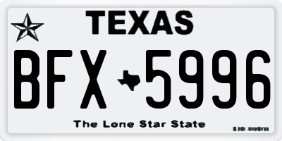 TX license plate BFX5996
