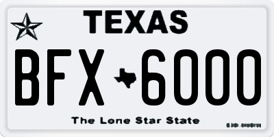 TX license plate BFX6000