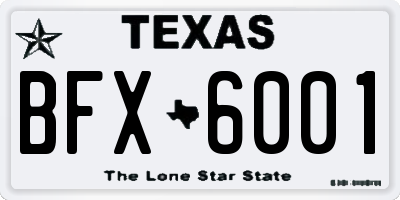 TX license plate BFX6001